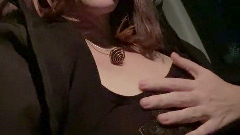 Solo older women masturbating, car solo, gravure clothed masturbation